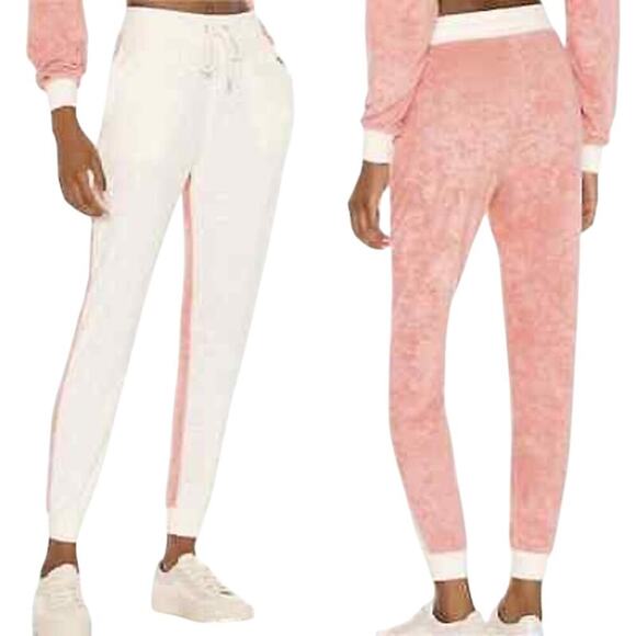 New L* SPACE Back At It Terry Jogger Pants Primrose Cream Color block Sz M - Picture 1 of 13